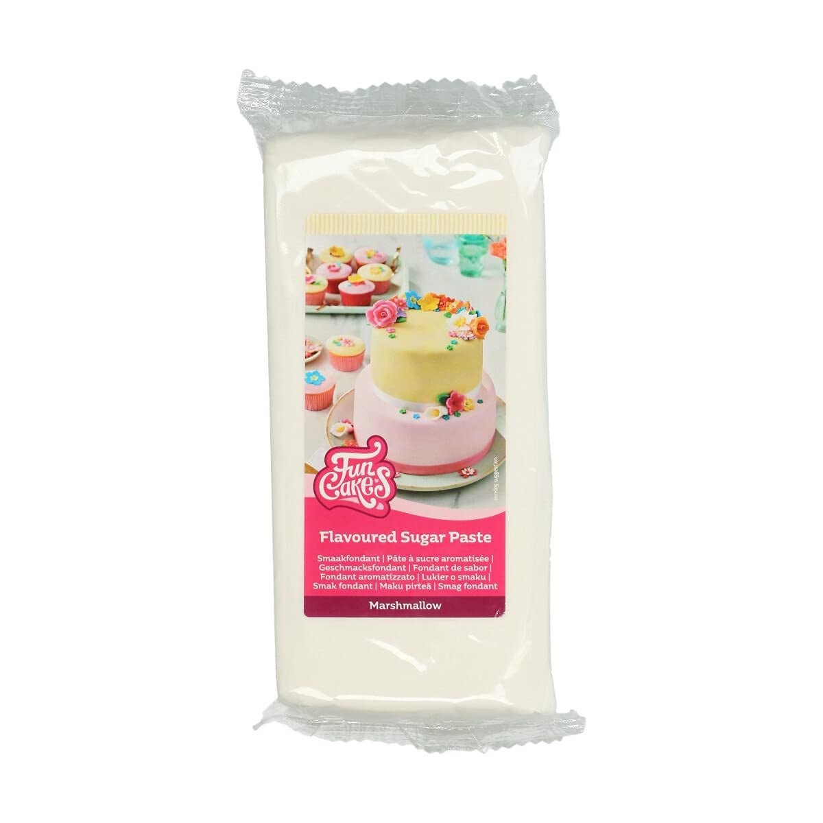 FunCakes Fondant Sabor Limón: Delicioso sabor, textura suave, fácil de untar, fondant enrollado, perfecto para tartas, cupcakes y galletas. Halal, kosher y sin gluten. 250 g (paquete de 3) Pasta de azúcar Naty Shop 1 kg Malvavisco Blanco