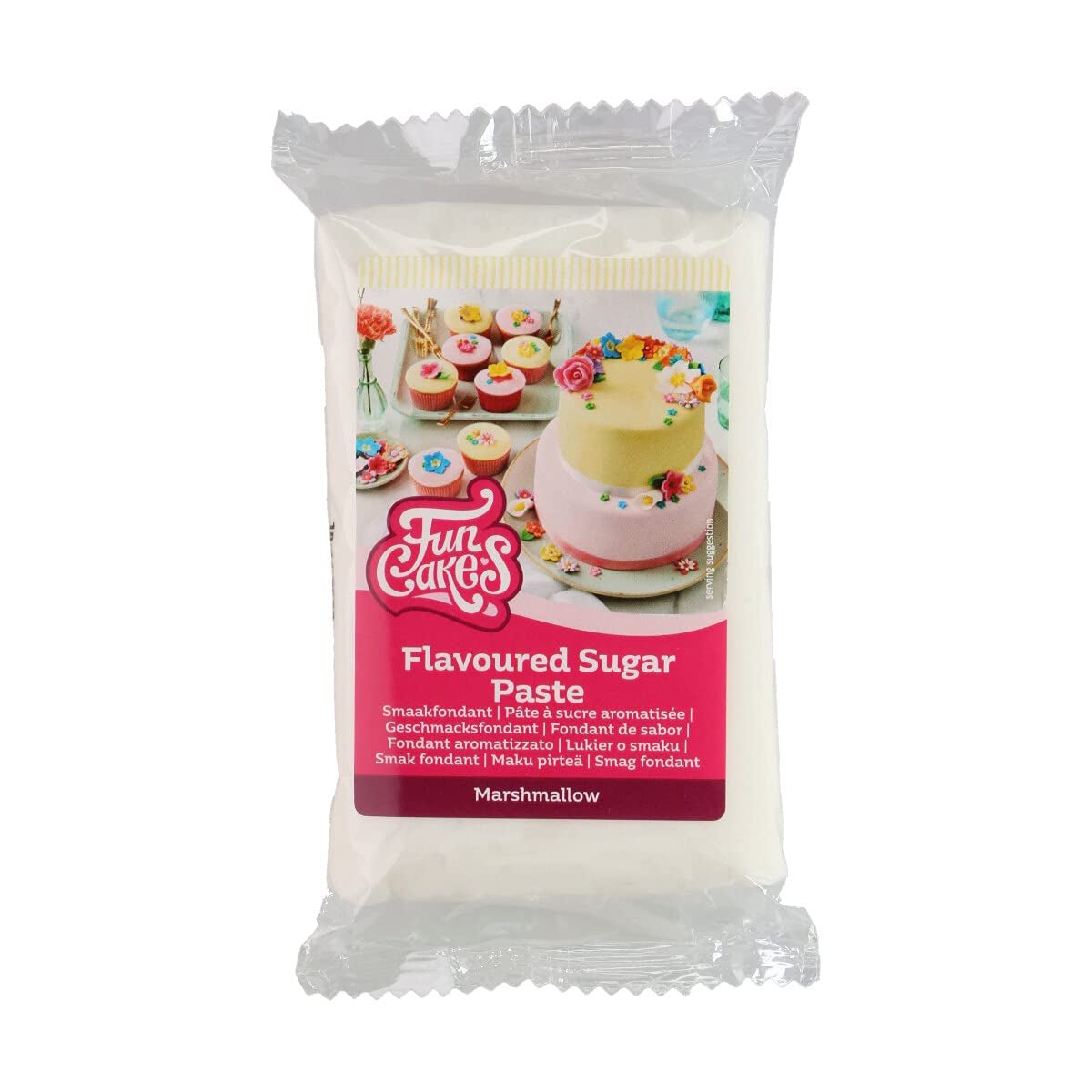 FunCakes Fondant Sabor Limón: Delicioso sabor, textura suave, fácil de untar, fondant enrollado, perfecto para tartas, cupcakes y galletas. Halal, kosher y sin gluten. 250 g (paquete de 3) Naty Shop Pasta de Azúcar 250 G Malvavisco Blanco