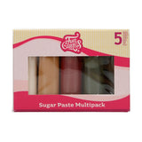 FunCakes Fondant Multipack Fácil de usar, liso, flexible, suave y maleable, perfecto para decoración de pasteles, halal, kosher y sin gluten. 5 colores, 5 x 100 g, Naty Shop Título predeterminado Paleta de pasta de azúcar espumosa