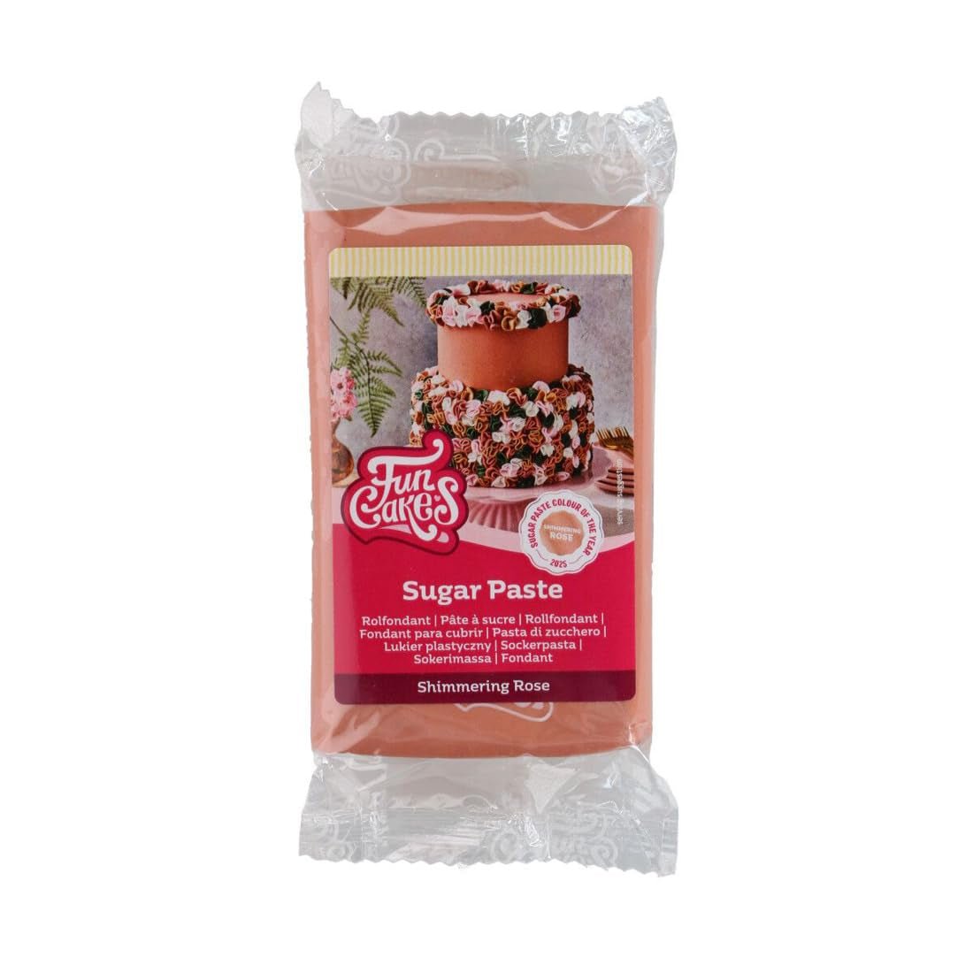 FunCakes Shimmering Rose Rolled Fondant: Fácil de usar, liso, flexible, suave y maleable, perfecto para decorar tartas, halal, kosher y sin gluten. 250 g de pasta de azúcar Naty Shop Default Title