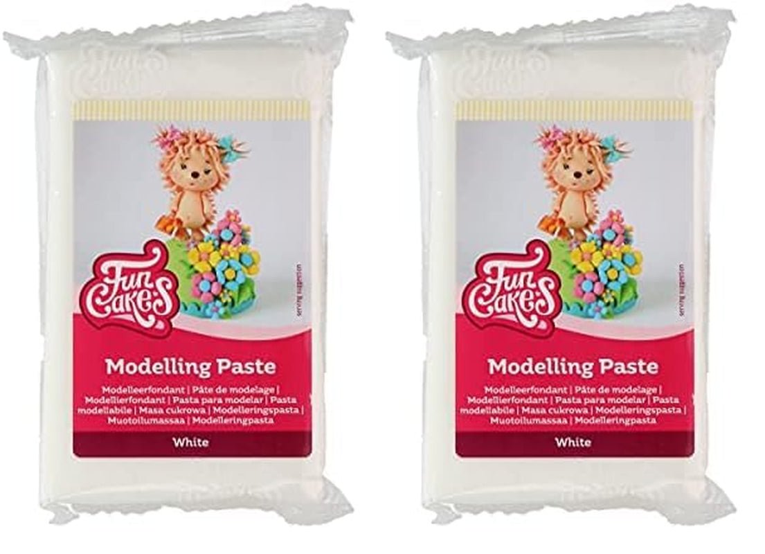 Pasta para Modelar FunCakes Blanca: Perfecta para modelar figuras, tapas de tartas y volantes. Fuerte, suave y flexible. Halal, kosher y sin gluten. 250 gramos. (paquete de 2) Naty Shop Azúcar blanco en pasta 250 gramos (paquete de 2)