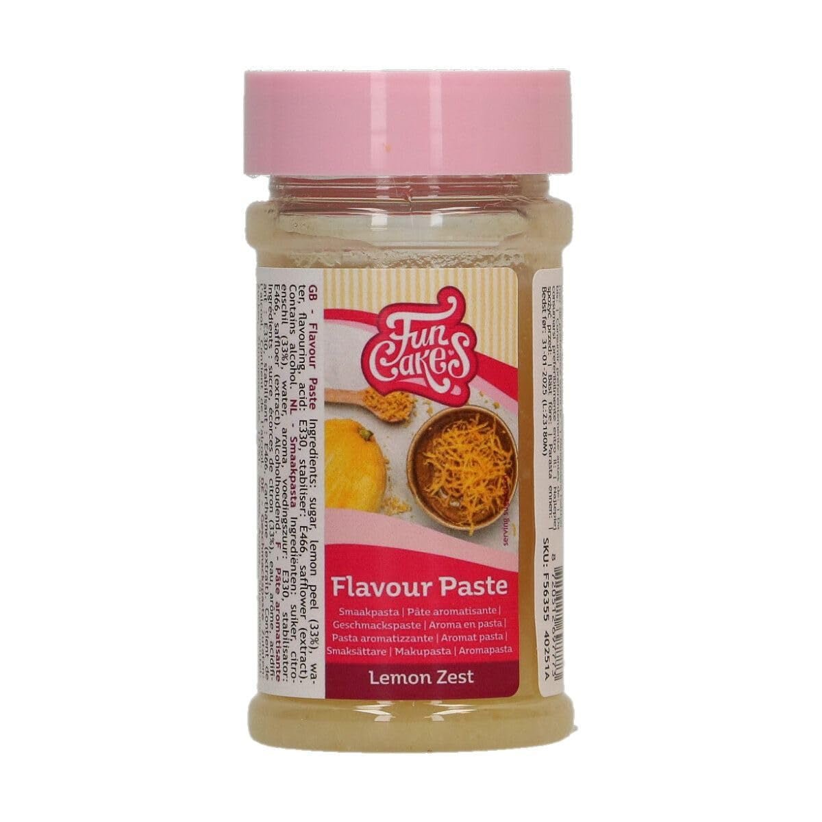 Pasta sabor piel de limón FunCakes: aromatizante alimentario, gran sabor, buena para decorar tartas, apta para repostería y rellenos. 100 gramos. Naty Shop Título predeterminado pasta de azúcar