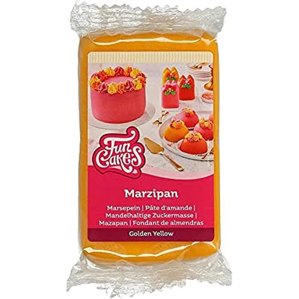 FunCakes Pasta de Azúcar de Almendras (Mazapán Holandés) Amarillo Dorado: Fácil de usar y suave, perfecta para decorar tartas, halal, kosher y sin gluten. 250 gramos. Naty Shop Título predeterminado pasta de azúcar
