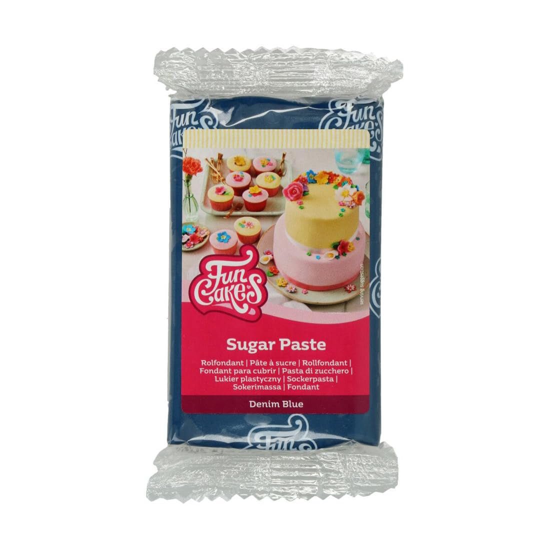 Rollo de fondant FunCakes Demin Blue: fácil de usar, liso, flexible, suave y maleable, perfecto para decorar tartas, halal, kosher y sin gluten, 250g Pasta de Azúcar Naty Shop Default Title