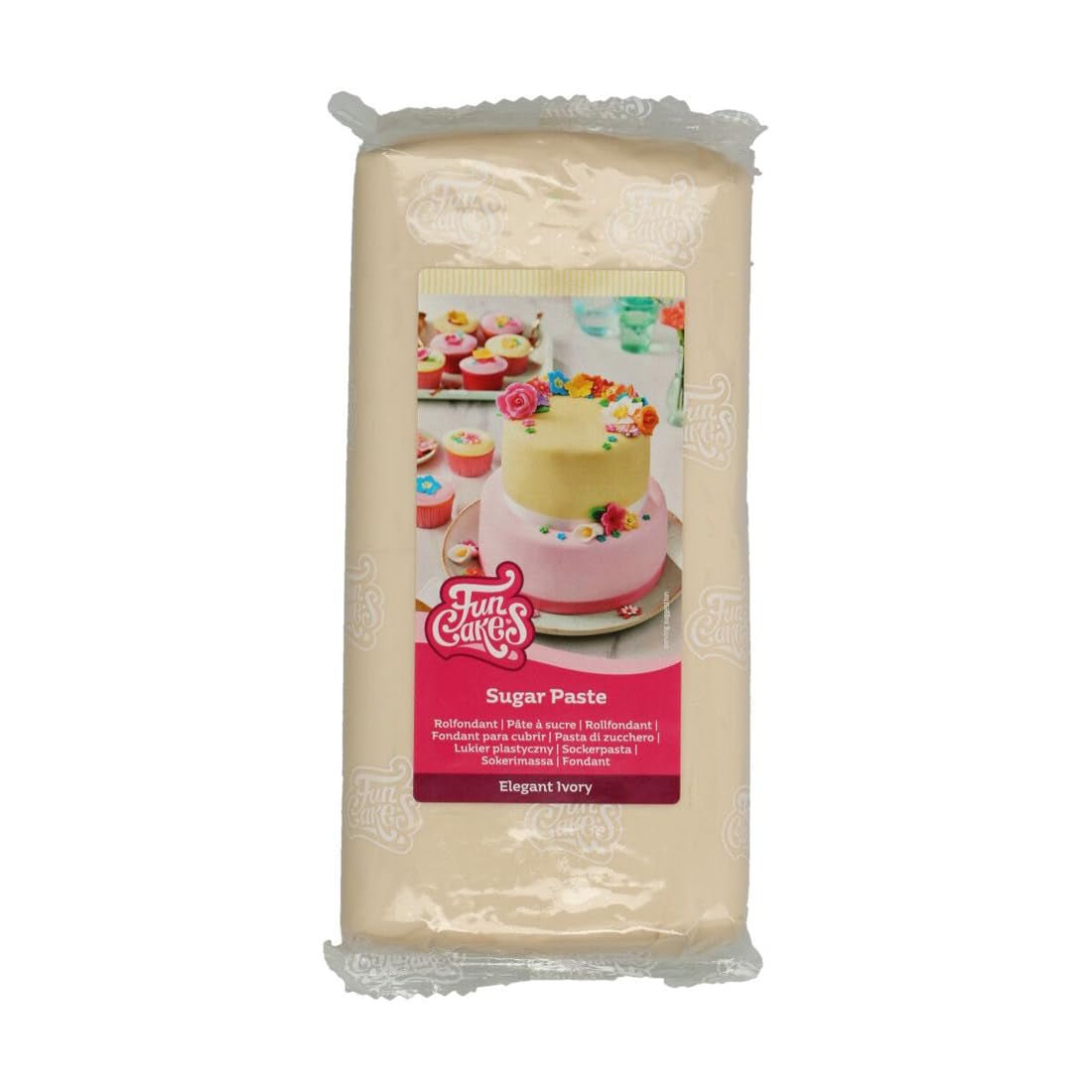 FunCakes Rollo Fondant Elegant Marfil: Fácil de usar, liso, flexible, suave y maleable, perfecto para decorar tartas, halal, kosher y sin gluten. 1 kg de pasta de azúcar Naty Shop Default Title