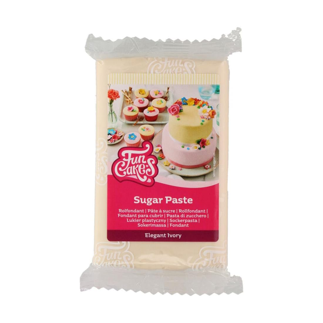 FunCakes Rollo Fondant Elegant Marfil: fácil de usar, liso, flexible, suave y maleable, perfecto para decorar tartas, halal, kosher y sin gluten, 250g Naty Shop Sugarpaste 250G
