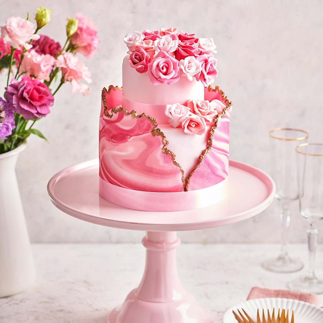 FunCakes Rollo Fondant Hot Pink: Fácil de usar, liso, flexible, suave y maleable, perfecto para decorar tartas. Sin gluten. 1 kg de pasta de azúcar Naty Shop