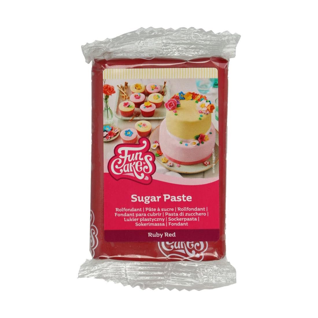 FunCakes Rollo de fondant rojo rubí: fácil de usar, liso, flexible, tierno y maleable, perfecto para decorar tartas, halal, kosher y sin gluten, 250g Pasta de azúcar Naty Shop Default Title
