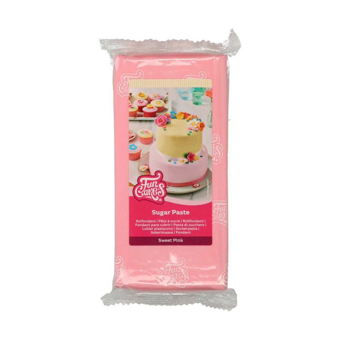 FunCakes Rollo Fondant Rosa Dulce: Fácil de usar, liso, flexible, suave y maleable, perfecto para decorar tartas, halal, kosher y sin gluten. 1 kg de pasta de azúcar Naty Shop Default Title