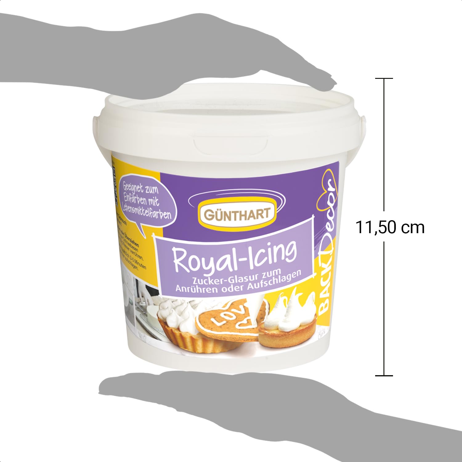 Günthart BackDecor Royal Glaseado en cubeta con 300g de polvo para decorar pasteles o como cobertura, 1 paquete (300g) de Pasta de Azúcar Naty Shop