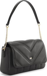 DKNY Bolso De Hombro Con Solapa Para Mujer, Negro/Amarillo Naty Shop Bags
