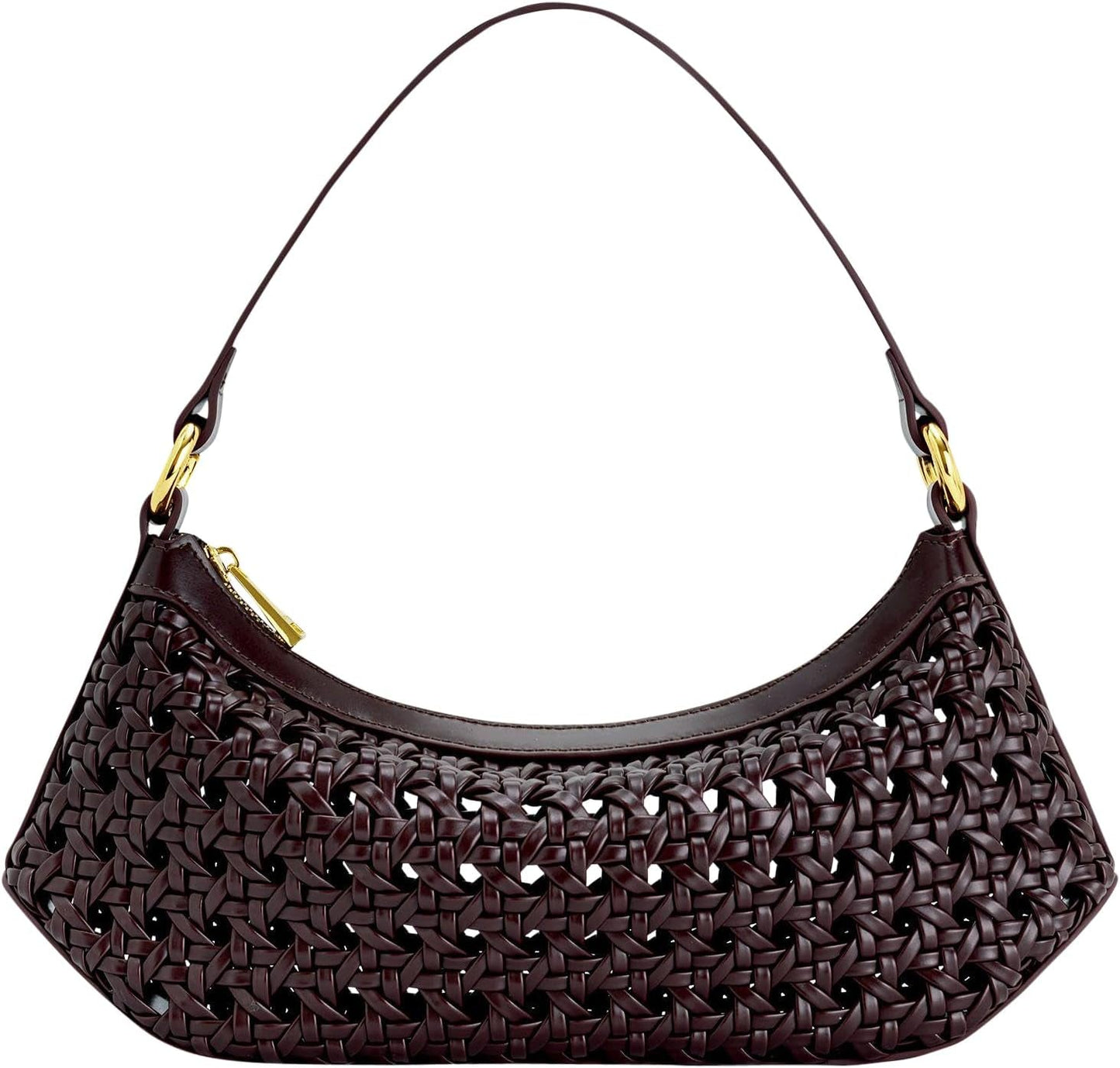 Bolso bandolera para mujer JW PEI Lily Bags Mujer Naty Shop Tejido falso bambú Rojo vino intenso