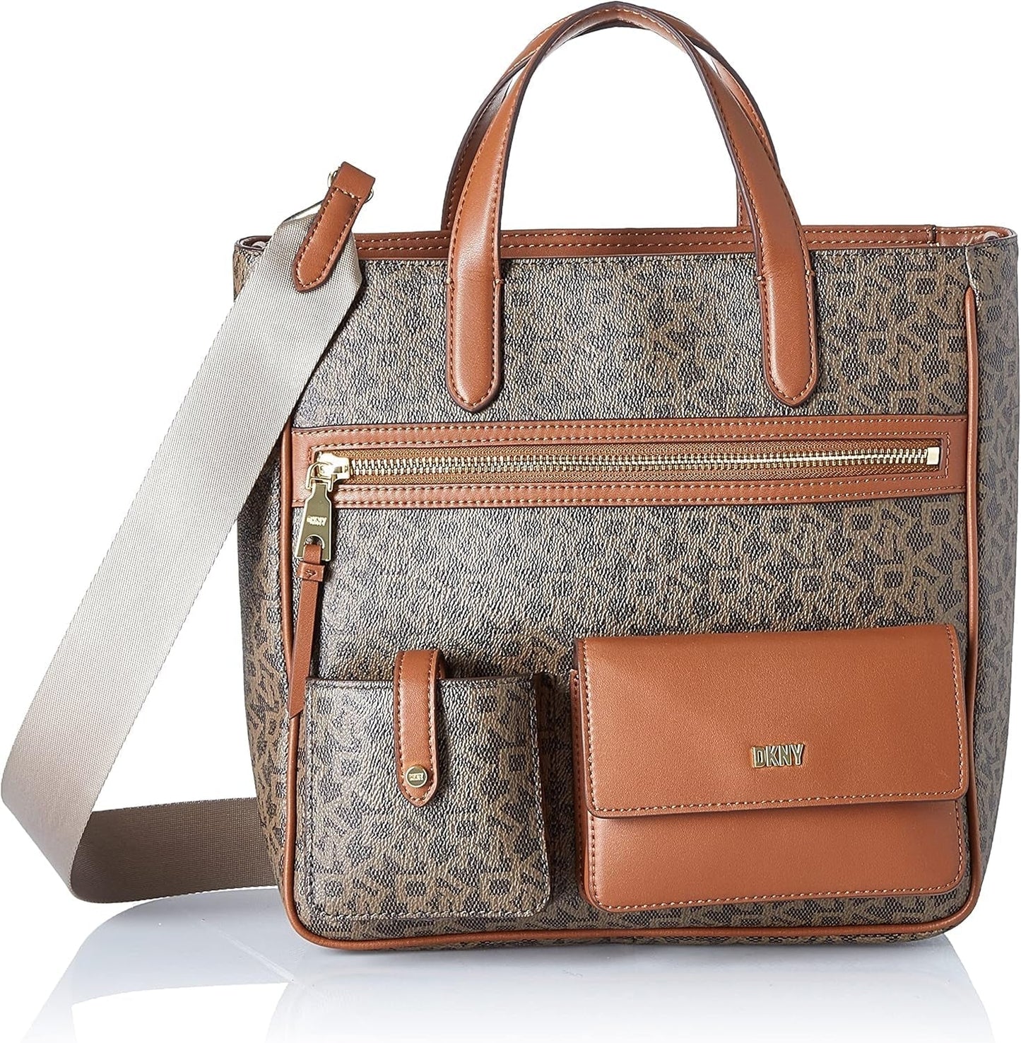 DKNY Bolso Tote Zyon Messenger para Mujer, Moca/Caramelo, Talla Única Bolsos Mujer Naty Shop Default Title
