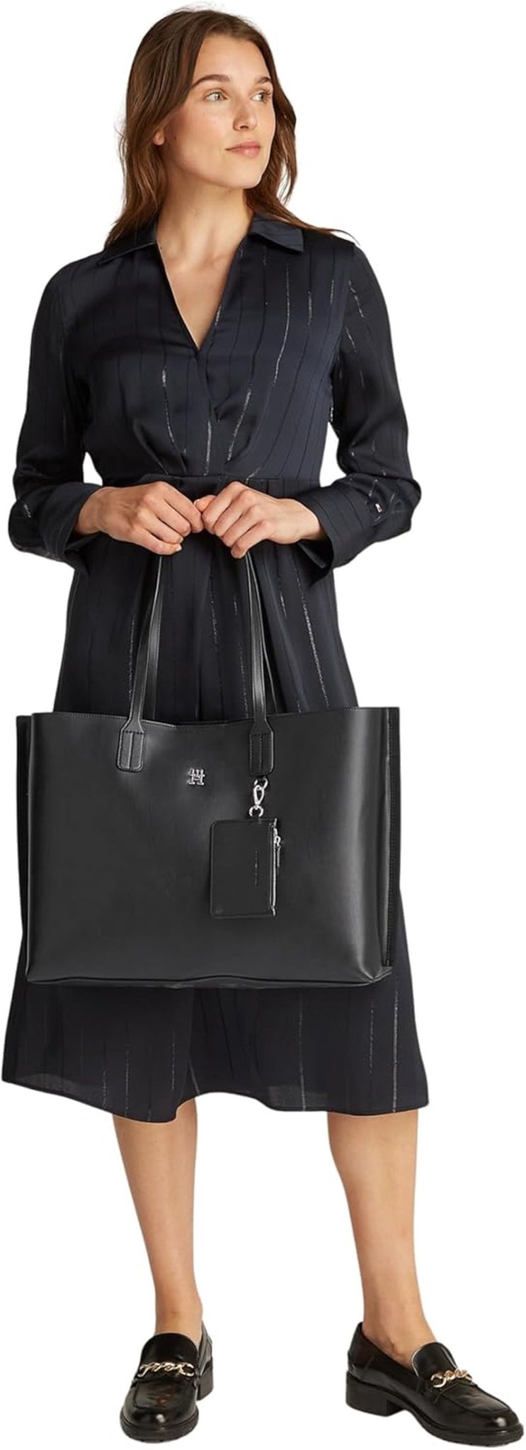 Bolso Tote Tommy Hilfiger Distinct Con Cremallera Para Mujer, Negro (Black), Tamaño Completo Naty Shop Bolsos Mujer