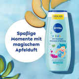 Gel de ducha, champú y acondicionador NIVEA KIDS 3en1, cuidado y limpieza para niños con mágico aroma a manzana, cuidado extra suave para el cabello y la piel de los niños sin jabón (250 ml) Infantil - Baño y Cuidado de la piel Naty Shop