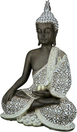 GILDE Escultura decorativa Buda sentado - Meditación - marrón/blanco - Altura 29 cm Estatuillas y esculturas Naty Shop Marrón Alto 35 cm
