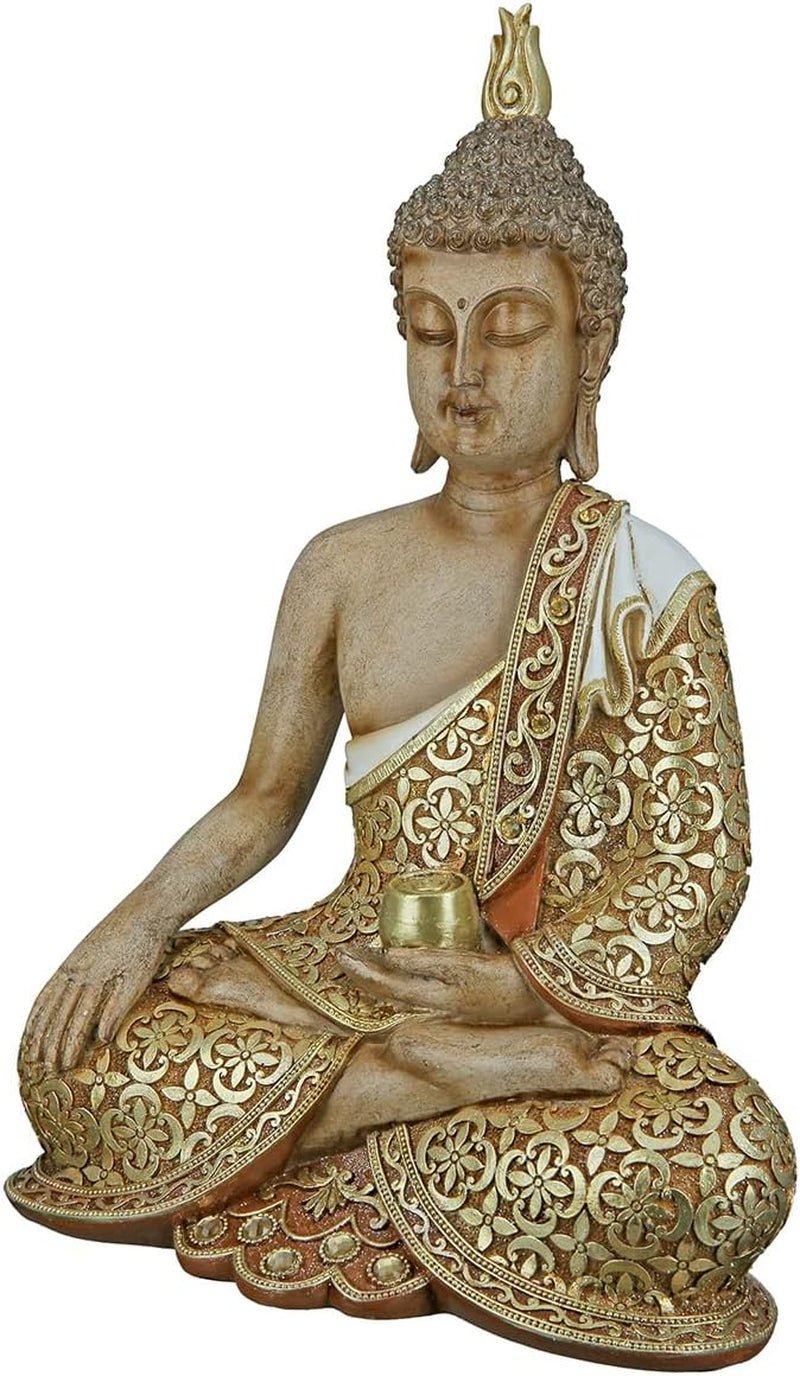 GILDE Escultura decorativa Buda sentado - Meditación - marrón/blanco - Altura 29 cm Estatuillas y esculturas Naty Shop Marrón, colores dorados Altura 35 cm