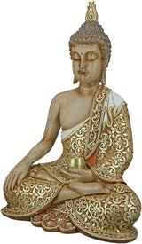 GILDE Escultura decorativa Buda sentado - Meditación - marrón/blanco - Altura 29 cm Estatuillas y esculturas Naty Shop Marrón, colores dorados Altura 35 cm
