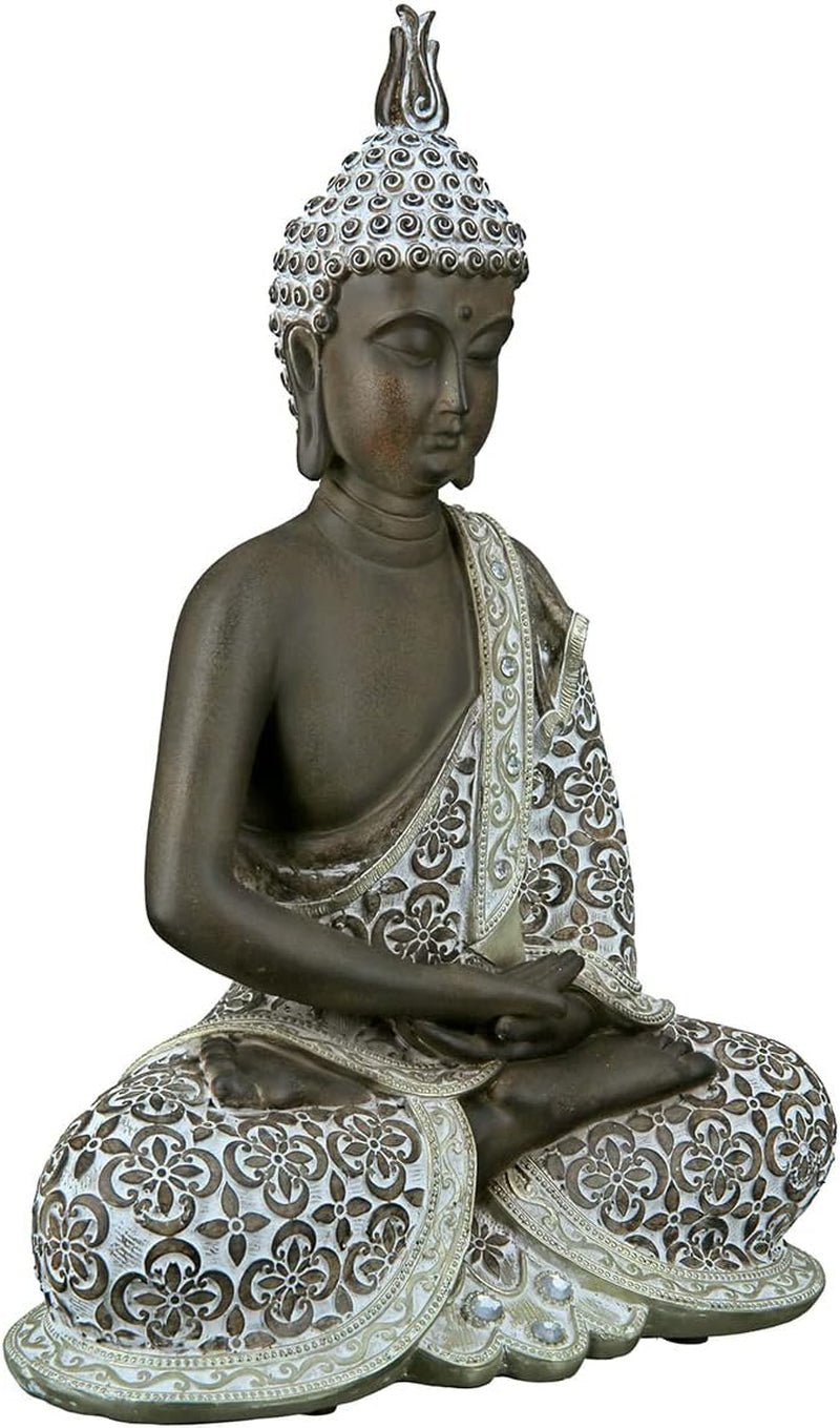 GILDE Escultura decorativa Buda sentado - Meditación - marrón/blanco - Altura 29 cm Estatuillas y esculturas Naty Shop