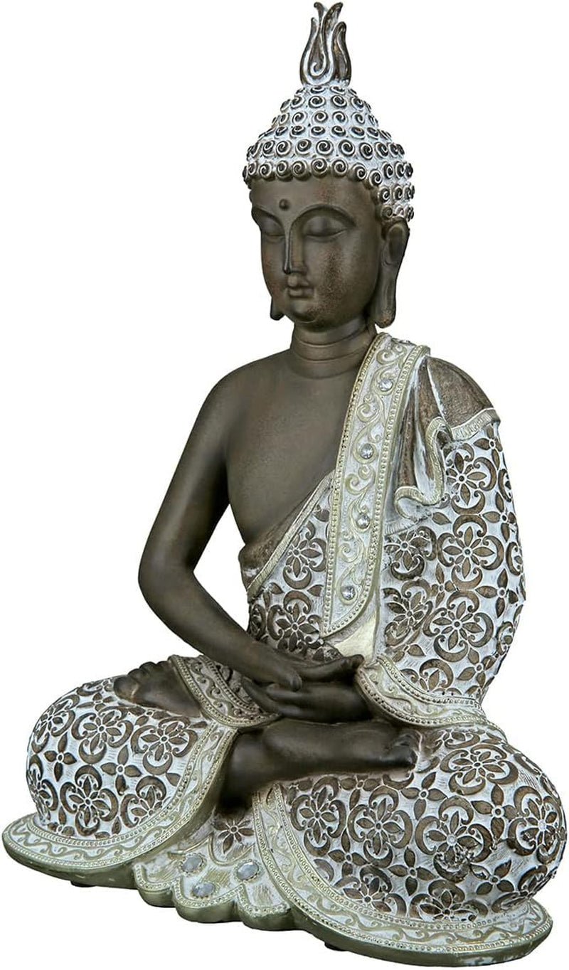 GILDE Escultura decorativa Buda sentado - Meditación - marrón/blanco - Altura 29 cm Estatuillas y esculturas Naty Shop Marrón Alto 29 cm