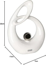 GILDE Escultura decorativa de cerámica La Vida - figura blanca/plateada vidriada blanca con bola plateada - altura 22 cm Estatuillas y esculturas Naty Shop