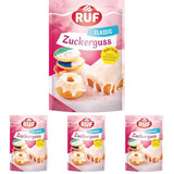 Glasé RUF listo para usar, se puede usar inmediatamente sin mezclar, glaseado para galletas y pasteles, como base de azúcar glas o para colorear y aromatizar, 1 x 150 g (paquete de 4) Naty Shop Pasta de Azúcar 150 G (paquete de 4) Blanco