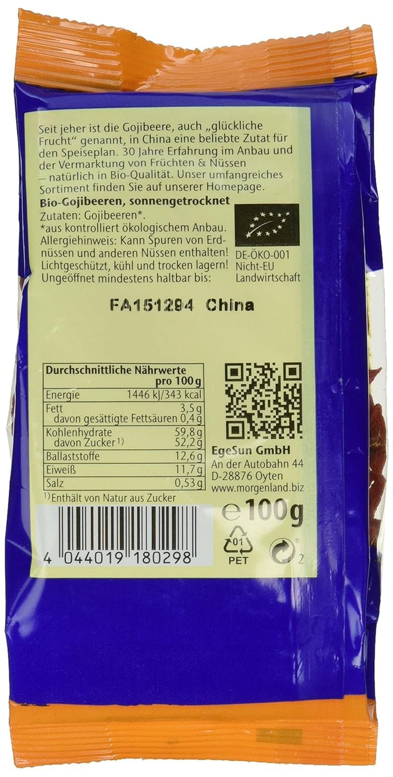 Bayas de Goji 100g frutos secos ecológicos, 1 paquete (1 x 100g) Productos deshidratados Mi tienda