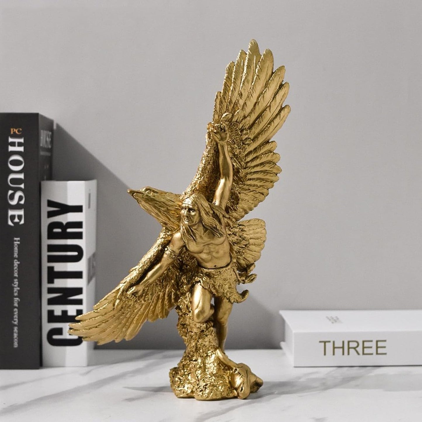 Estatua de adornos de resina de águila dorada, escultura de águila dorada Decoración moderna de estatuillas de oficina en casa Decoración de escritorio (Dorado 1) Estatuillas y esculturas Naty Shop Gold 3