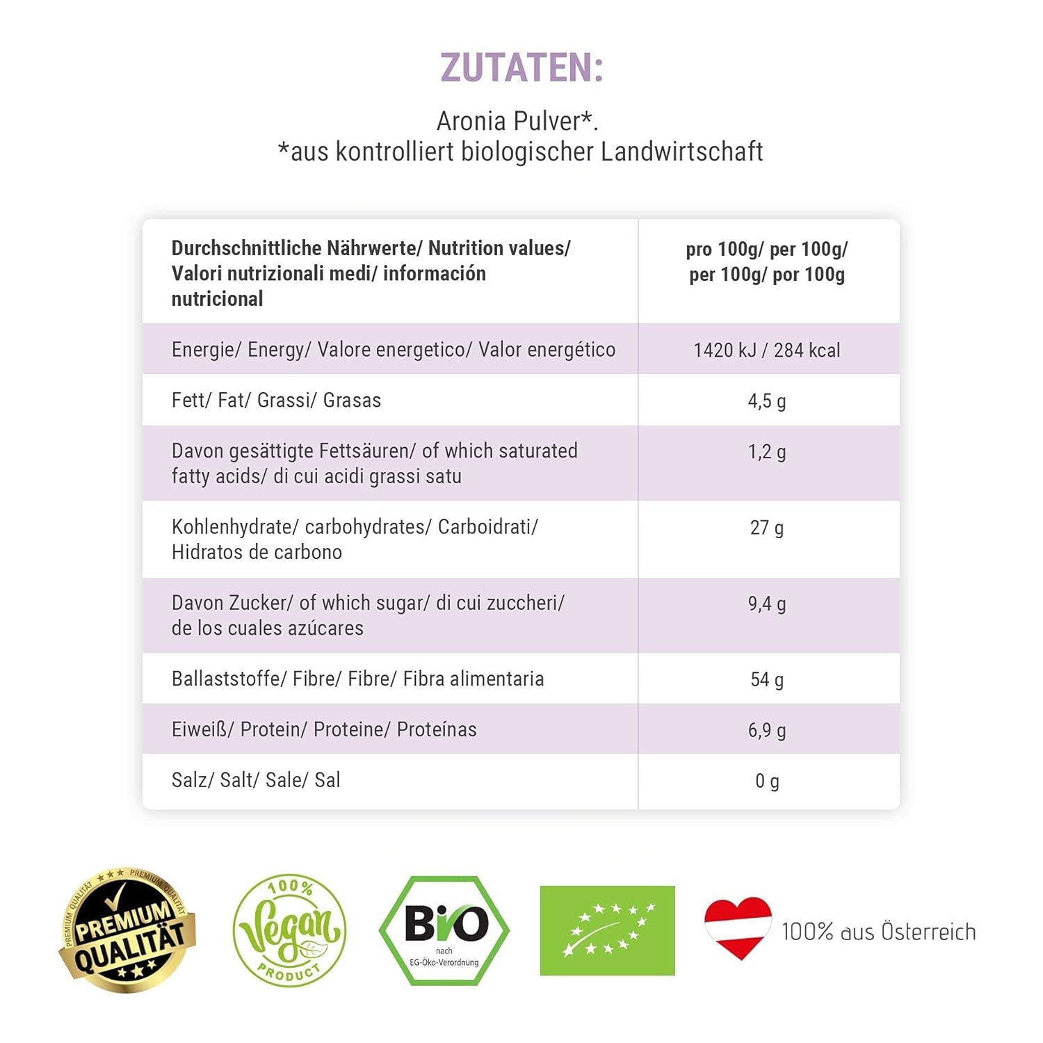 GREEN PANDA® chokeberry orgánico en polvo de Austria | chokeberries secos finamente molidos | chokeberries orgánicos sin aditivos | alternativa regional al polvo de acai y las bayas de goji | 500g Naty Shop productos deshidratados
