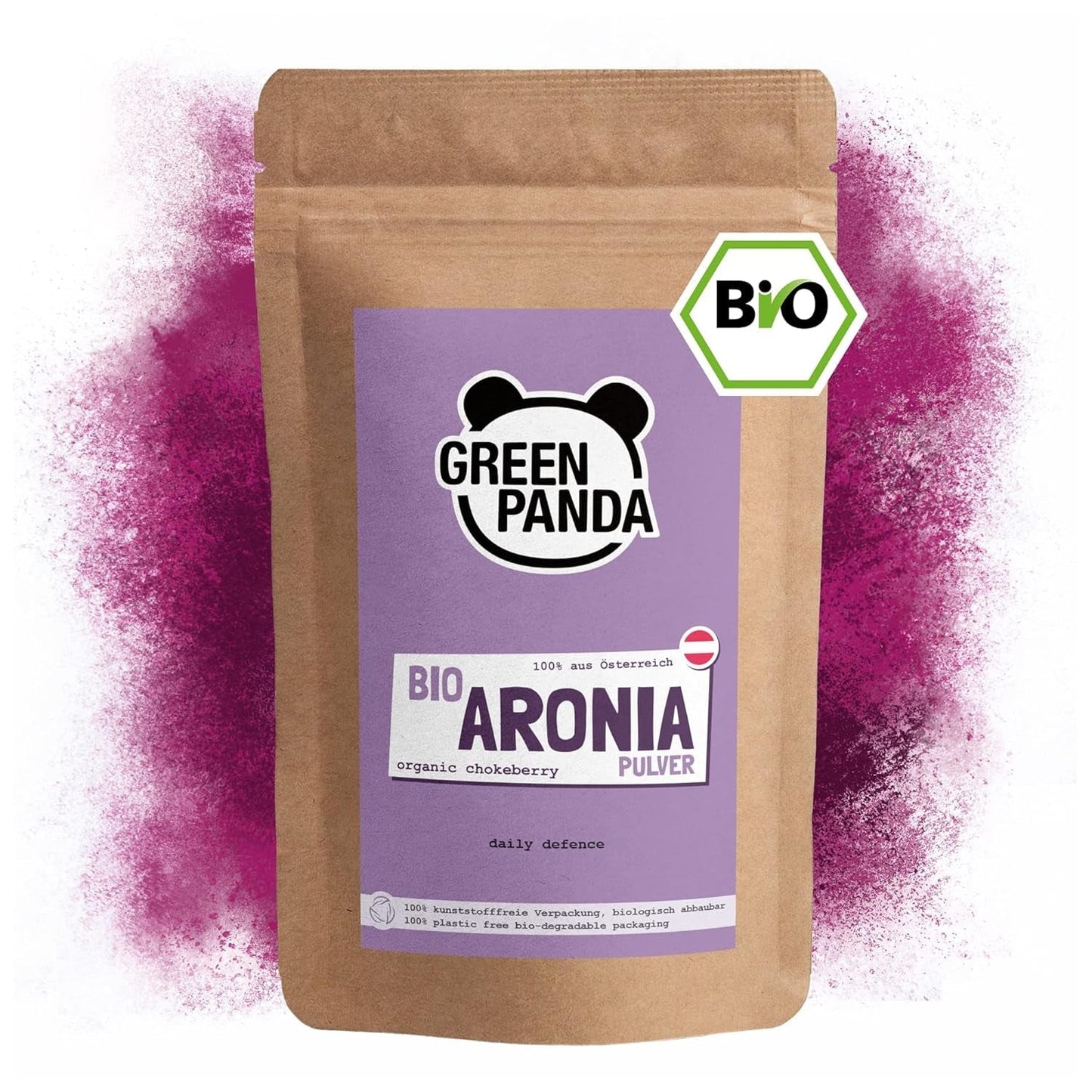 GREEN PANDA® chokeberry orgánico en polvo de Austria | chokeberries secos finamente molidos | chokeberries orgánicos sin aditivos | alternativa regional al polvo de acai y las bayas de goji | 500g Naty Shop productos deshidratados Título predeterminado