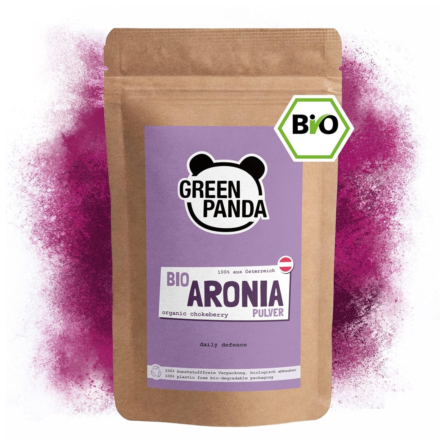 GREEN PANDA® chokeberry orgánico en polvo de Austria | chokeberries secos finamente molidos | chokeberries orgánicos sin aditivos | alternativa regional al polvo de acai y las bayas de goji | 500g Naty Shop productos deshidratados Título predeterminado