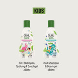 Guhl Kids Dino Advantage Set - 2x Guhl Kids Champú y Gel de Ducha 2 en 1, 250ml + 1x Libro Pixi - Desarrollado especialmente para niños - Sin tirones - Certificado Cosmos Natural Infantil - Baño y cuidado de la piel Naty Shop