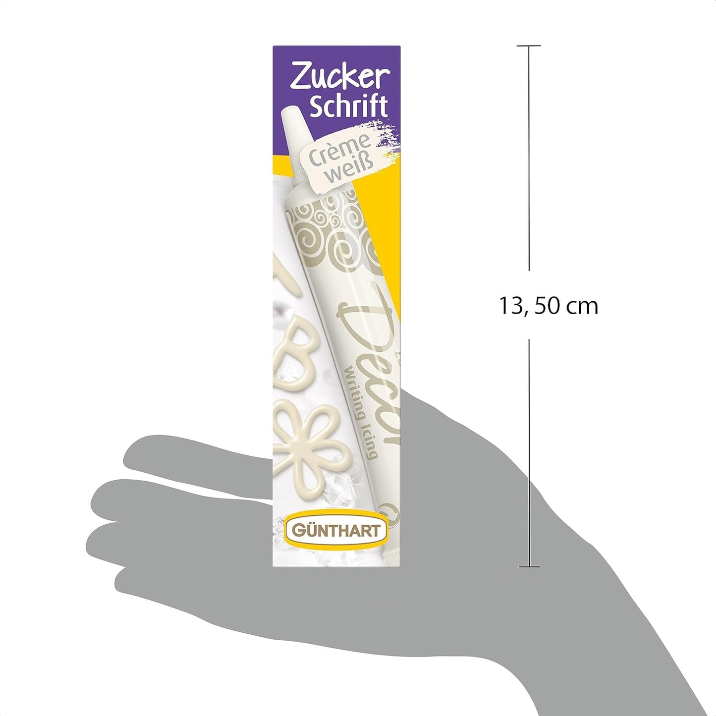 Günthart BackDecor Letras de azúcar BLANCO 25 g para cualquier postre en color azúcar blanco para letras y diseños bonitos, 1 paquete (25 g) Pasta de azúcar Naty Shop