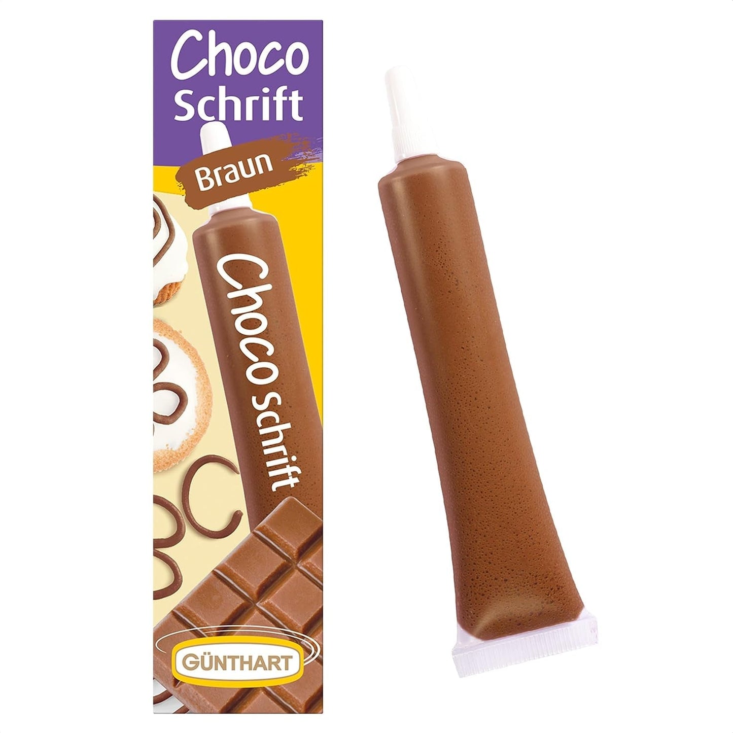 Günthart BackDecor Letras de azúcar BLANCO 25 gr para cualquier postre en color blanco de azúcar para letras y diseños bonitos, 1 paquete (25 gr) Pasta de azúcar Naty Shop Letras pequeñas de chocolate marrón