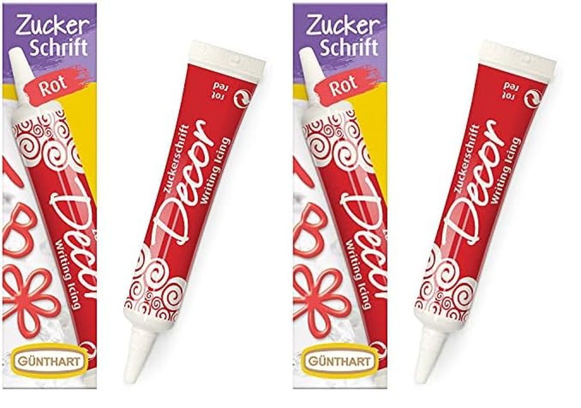 Günthart BackDecor 25g letras de azúcar BLANCO para cualquier postre en color blanco de azúcar para letras y diseños bonitos, 1 paquete (25g) Naty Shop pasta de azúcar 25G (paquete de 2) Fuente de azúcar roja