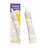 Günthart BackDecor Letras de azúcar BLANCO 25g para cualquier postre en color azúcar blanco para letras y diseños bonitos, 1 paquete (25g) Naty Shop Pasta de azúcar Mediana Letras de azúcar blanco
