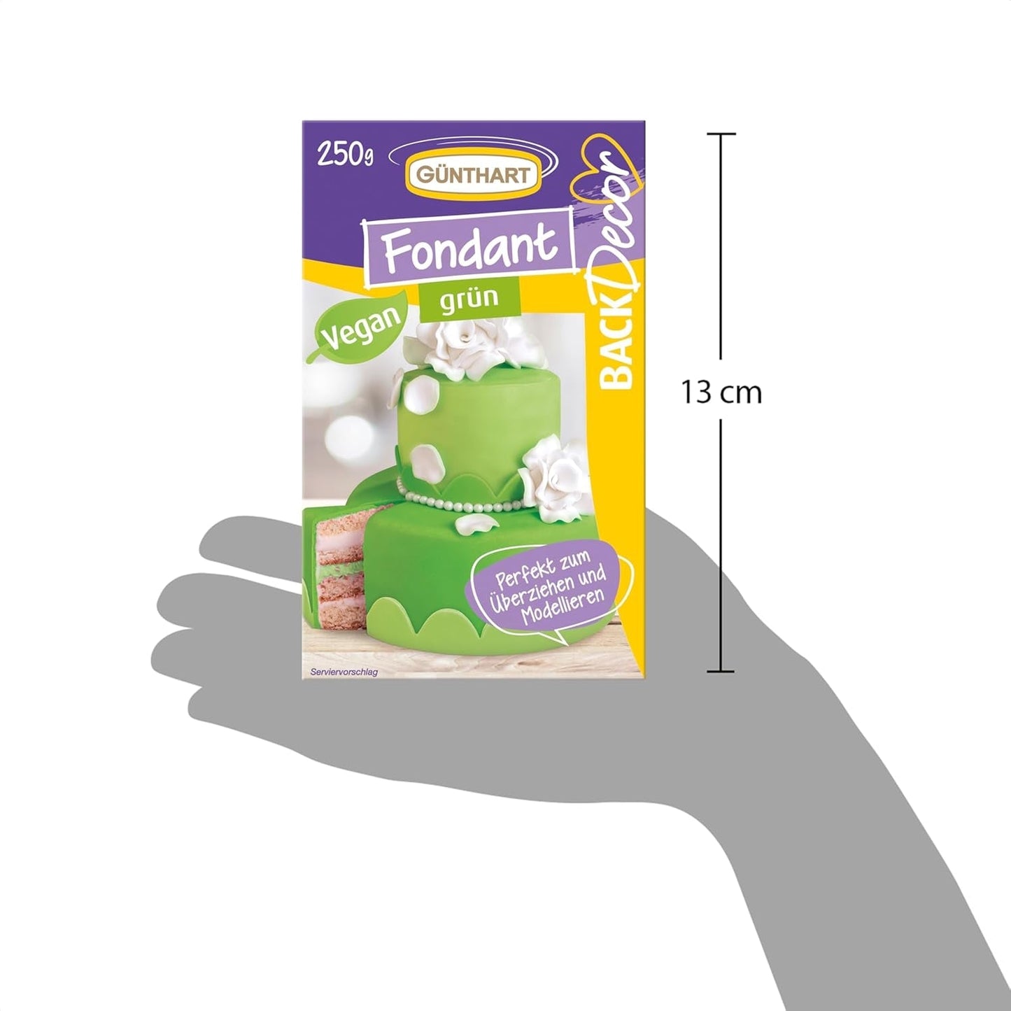 Günthart BackDecor 250 fondant verde, 100% vegano, sin aceite de palma, resistente a la rotura para cubrir tartas y pasteles, apto para modelar, 1 paquete (1 x 250 g) Naty Shop Sugar Paste