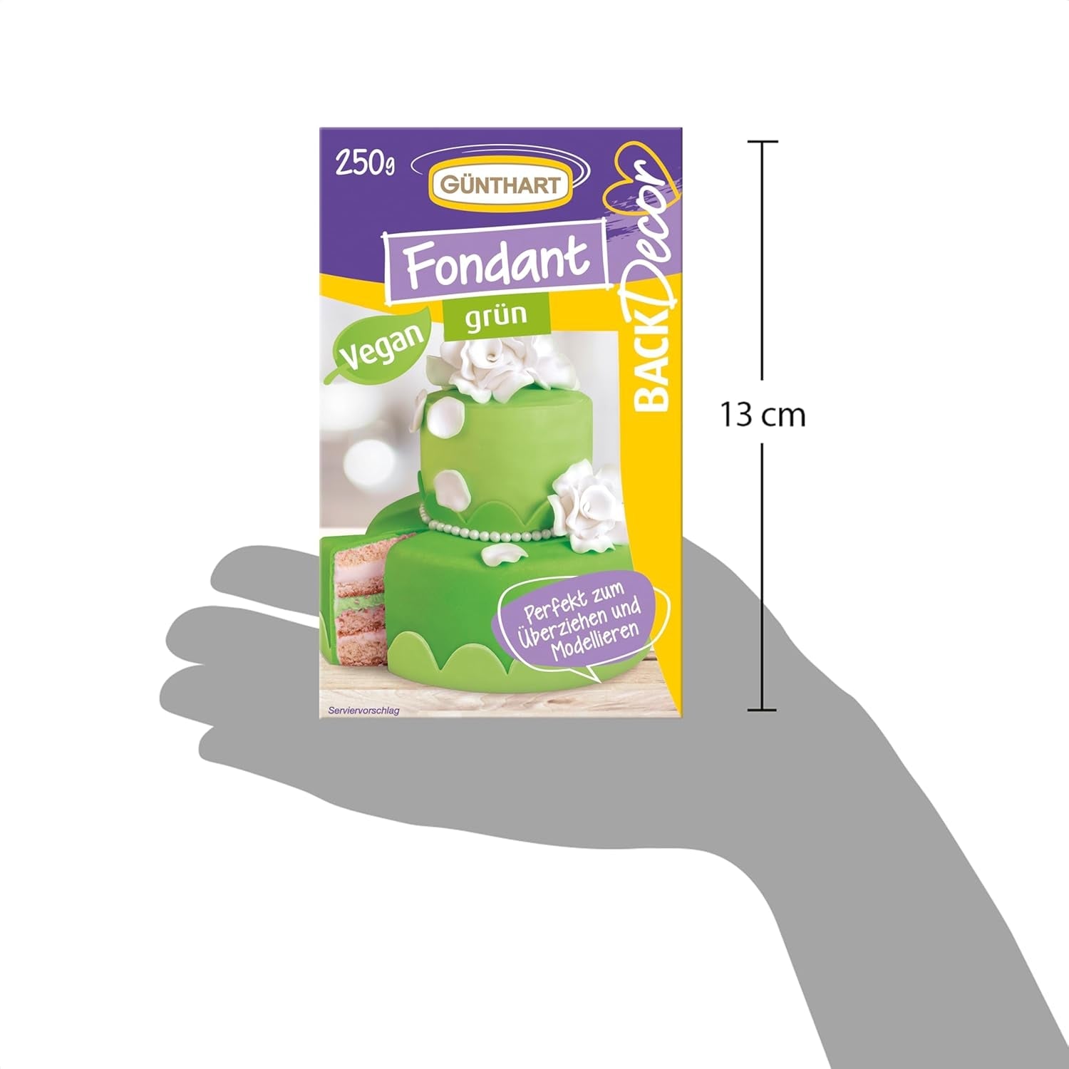 Günthart BackDecor 250 fondant verde, 100% vegano, sin aceite de palma, resistente a la rotura para cubrir tartas y pasteles, apto para modelar, 1 paquete (1 x 250 g) Naty Shop Sugar Paste