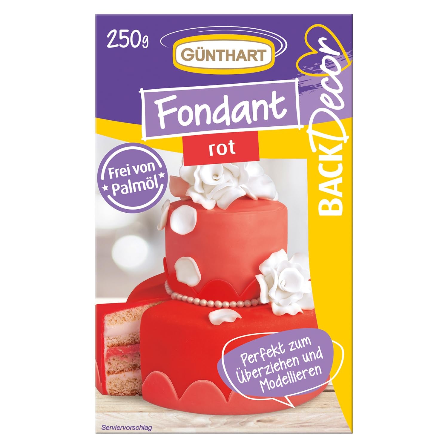 Günthart BackDecor 250 Fondant Verde 100% Vegano Sin Aceite de Palma Resistente al desgarro para cubrir tartas y pasteles Apto para modelar 1 paquete (1 x 250 g) Naty Shop Pasta de azúcar 250 g (1 paquete) Rojo
