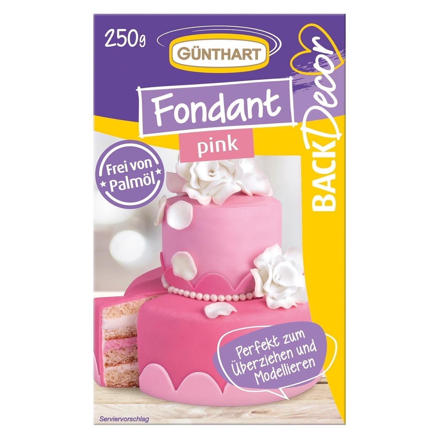 Günthart BackDecor 250 Fondant Verde 100% Vegano Sin Aceite De Palma Resistente Al Desgarro Para Cubrir Tartas Y Pasteles Adecuado Para Modelar 1 Paquete (1 x 250g) Naty Shop Pasta De Azúcar 250G (1 Paquete) Rosa