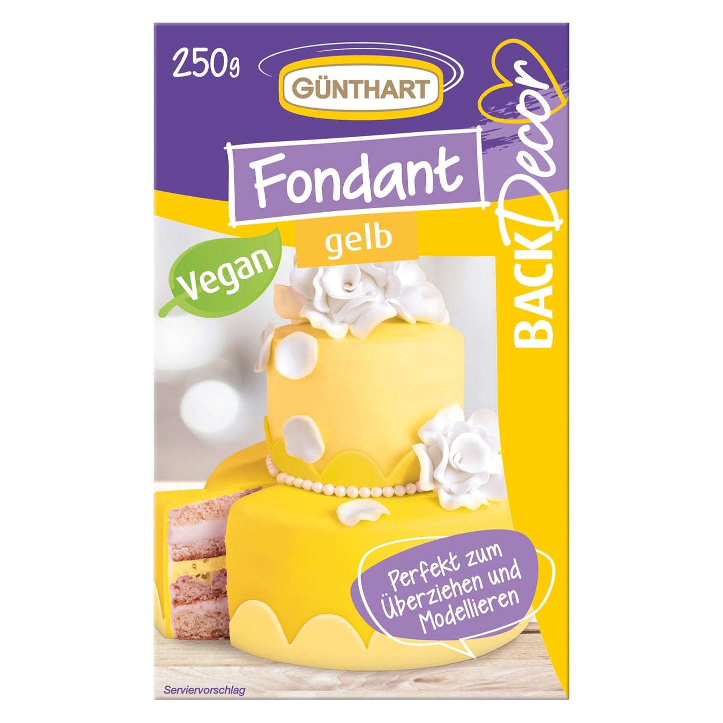 Günthart BackDecor 250 Fondant Verde 100% Vegano Sin Aceite De Palma Resistente Al Desgarro Para Cubrir Tartas Y Pasteles Adecuado Para Modelar 1 Paquete (1 x 250g) Naty Shop Pasta De Azúcar 250G (1 Paquete) Amarillo