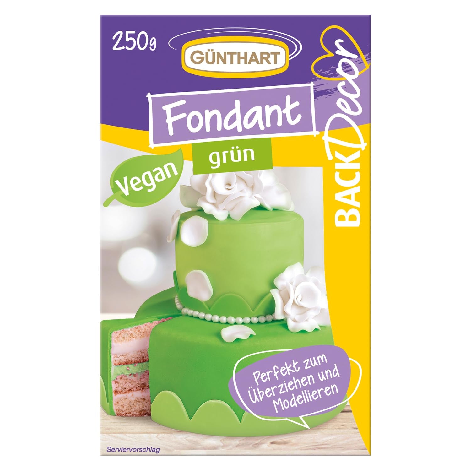 Günthart BackDecor 250 fondant verde, 100% vegano, sin aceite de palma, resistente a la rotura para cubrir tartas y pasteles, apto para modelar, 1 paquete (1 x 250 g) Pasta de azúcar Naty Shop 250 G (1 paquete) Saludos