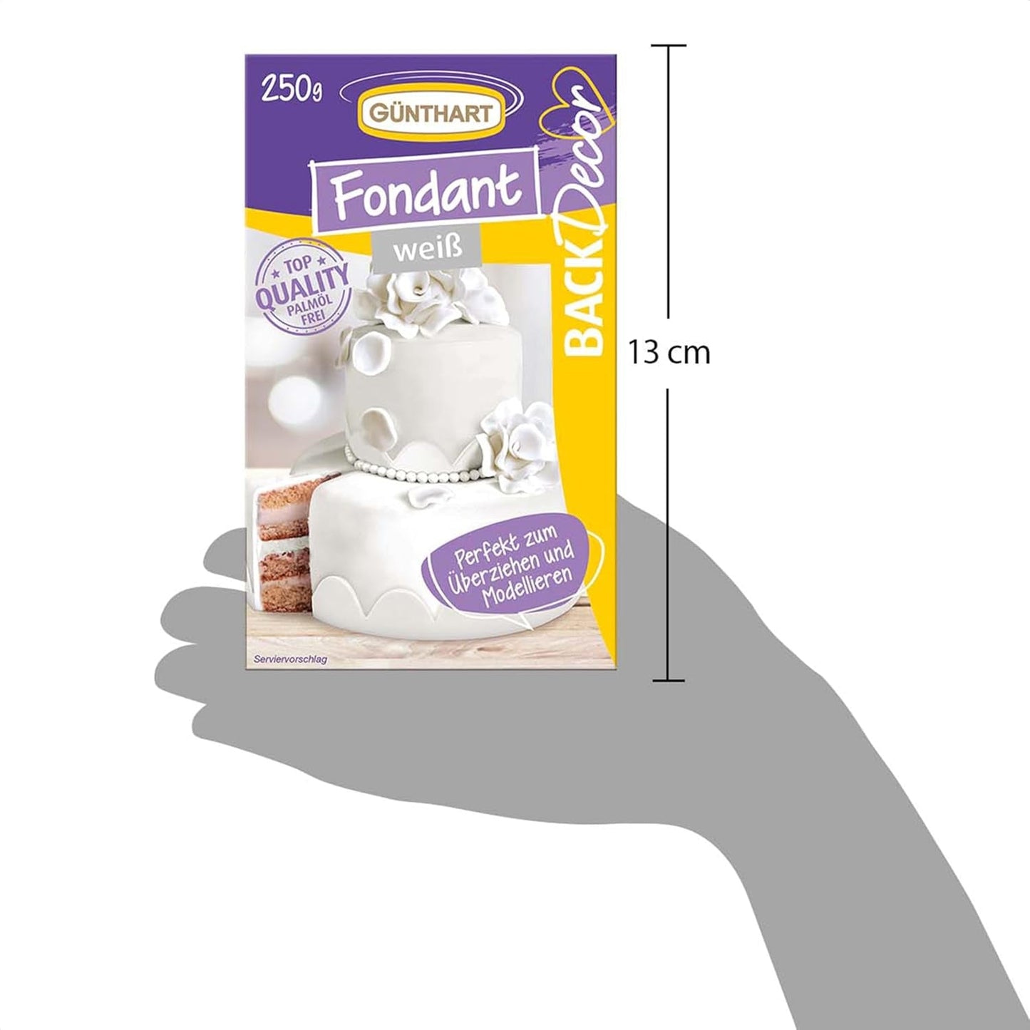 Günthart BackDecor Pasta de azúcar blanca 250 g, 100% vegana, sin aceite de palma, resistente a la rotura para cubrir tartas y pasteles, apto para modelar, paquete de 2 (1 x 250 g) Naty Shop Pasta de azúcar