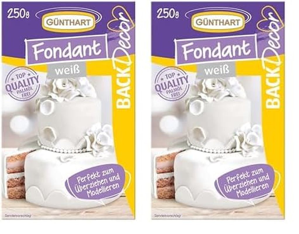 Günthart BackDecor 250 g de pasta de azúcar blanca, 100% vegana, sin aceite de palma, resistente a la rotura para cubrir tartas y pasteles, apto para modelar, paquete de 2 (1 x 250 g) Pasta de azúcar Naty Shop Default Title