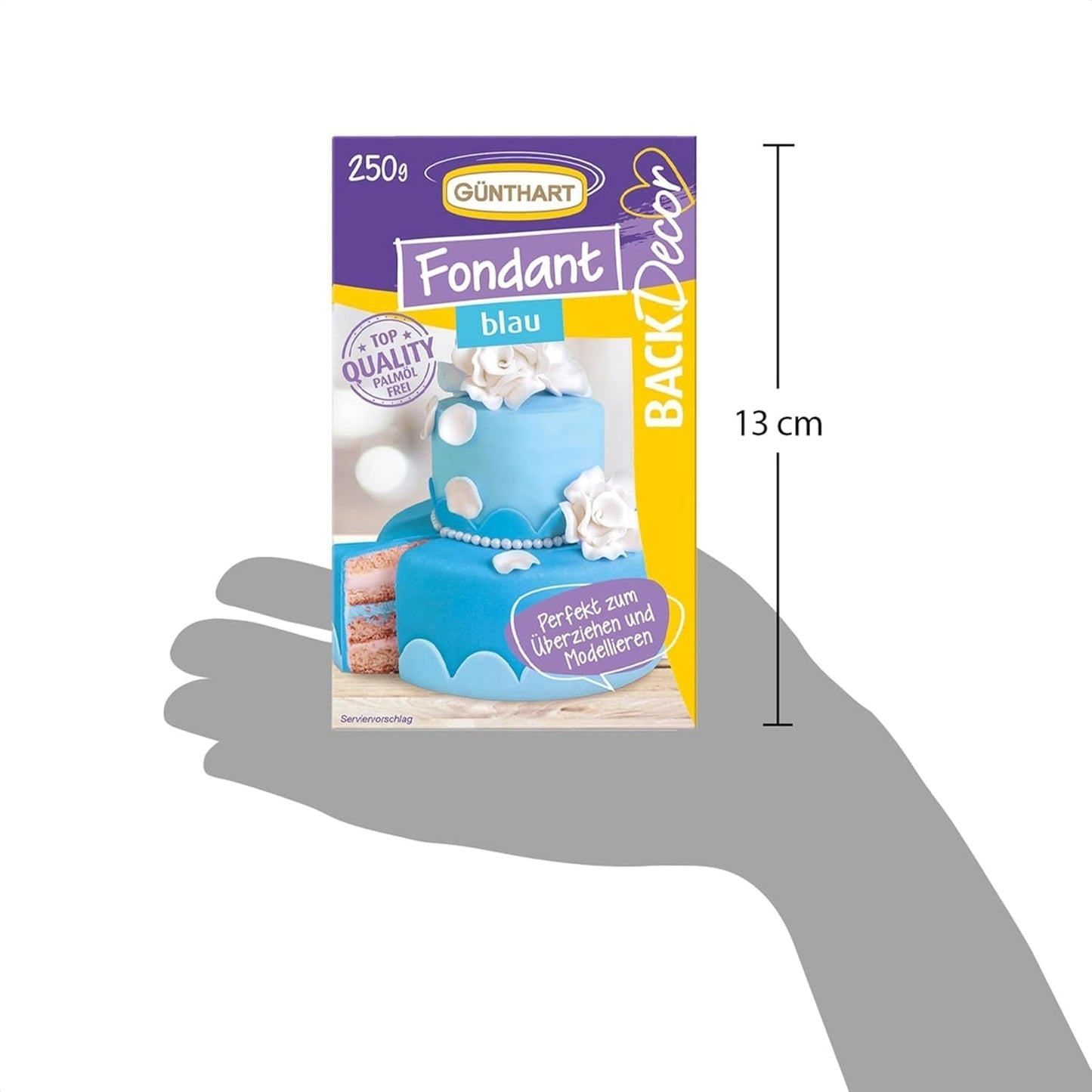 Günthart BackDecor Pasta de azúcar azul 250 g, 100% vegano, sin aceite de palma, resistente al desgarro para cubrir tartas y pasteles, apto para modelar, paquete de 3 (1 x 250 g) Naty Shop Pasta de azúcar