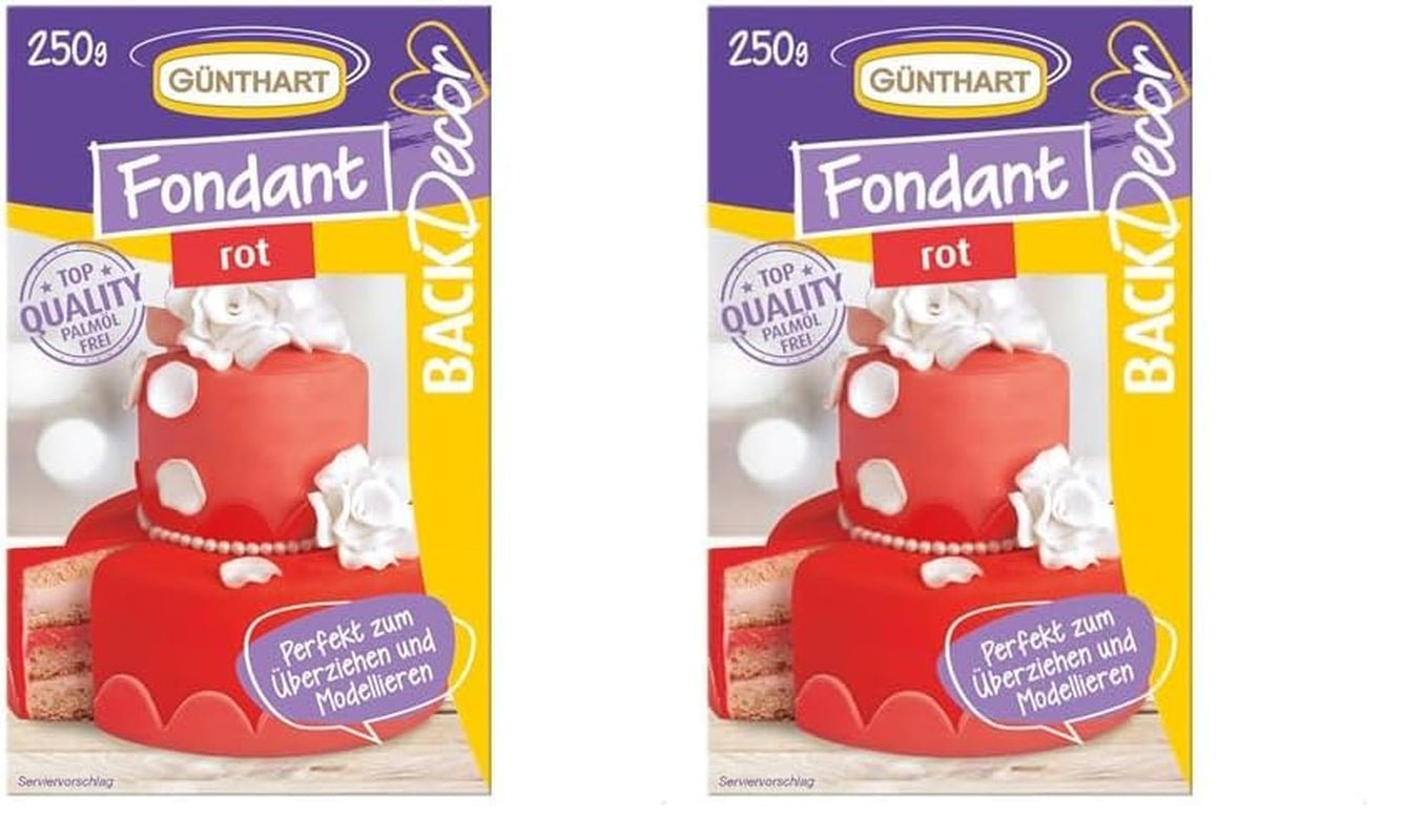 Naty Shop Pasta de azúcar roja 250 g (paquete de 2)