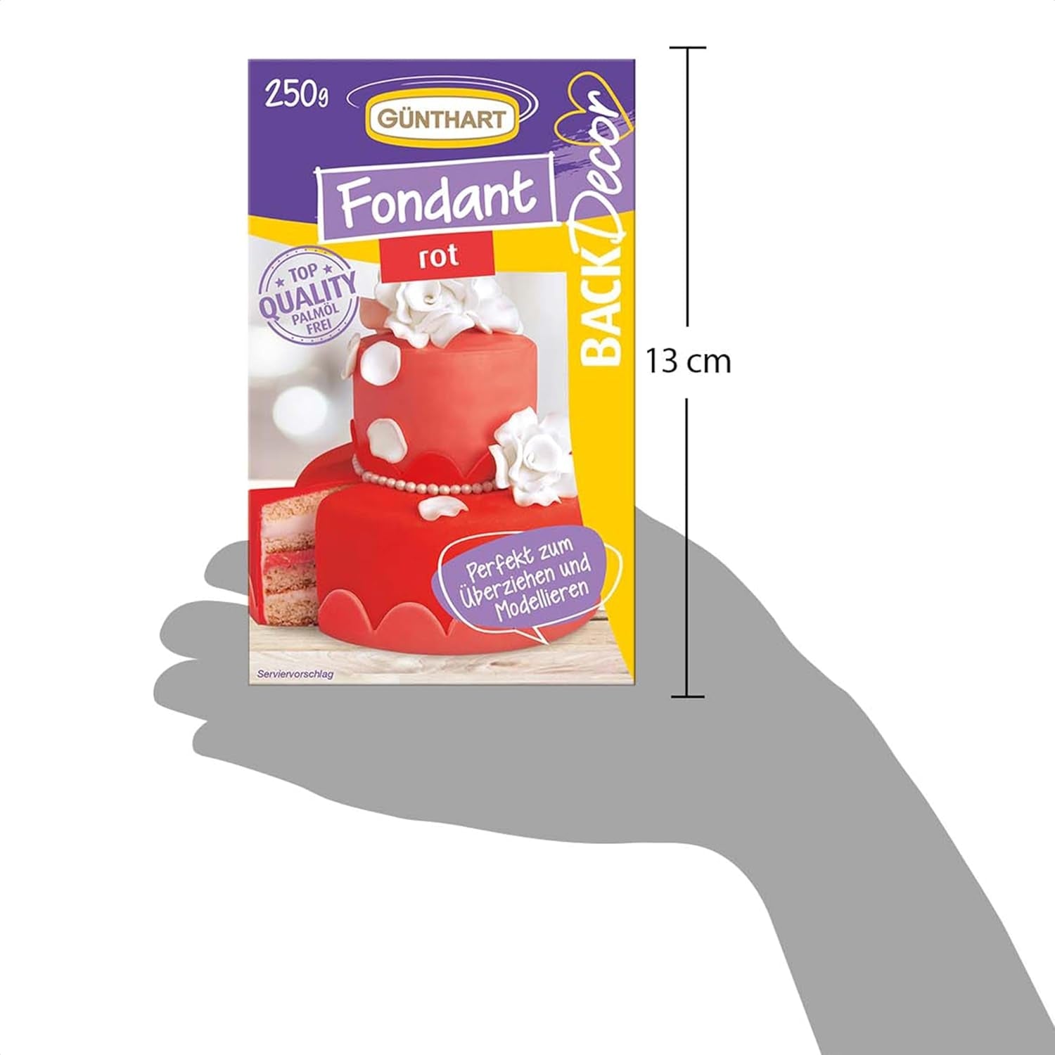 Günthart BackDecor Pasta de azúcar roja 250 g, sin aceite de palma, resistente a la rotura para cubrir tartas y pasteles, apto para modelar, paquete de 2 (1 x 250 g) Pasta de azúcar Naty Shop