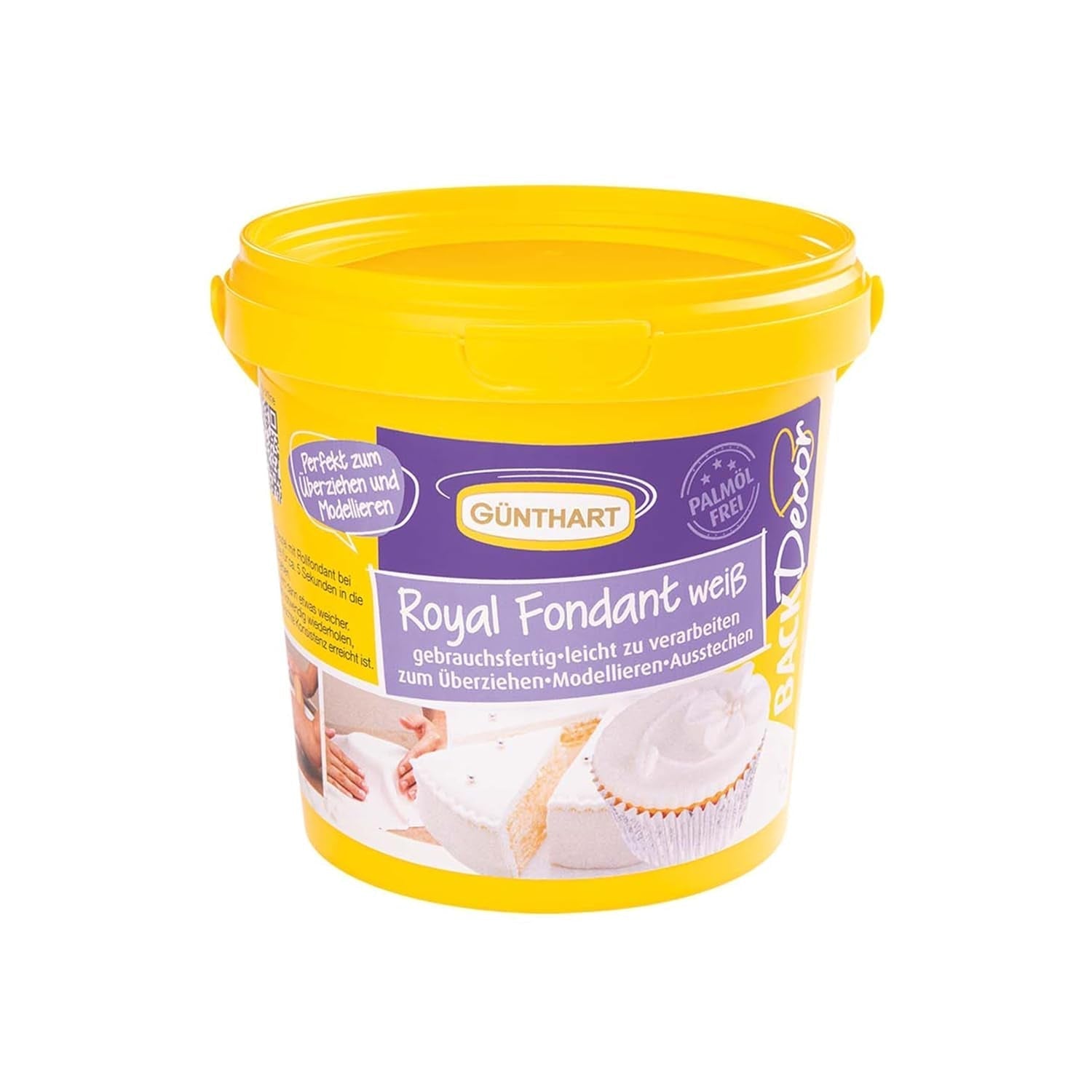 Günthart BackDecor 800g fondant blanco Mesa decorativa blanca para recubrir, glasear tartas o modelar, sin aceite de palma, lista para usar y fácil de trabajar Pasta de azúcar Naty Shop Default Title