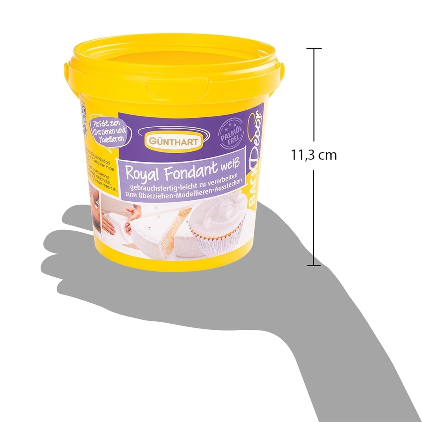 Günthart BackDecor 800 g fondant blanco Mesa decorativa blanca para recubrir, glasear tartas o modelar, sin aceite de palma, lista para usar y fácil de trabajar con Naty Shop Pasta de azúcar