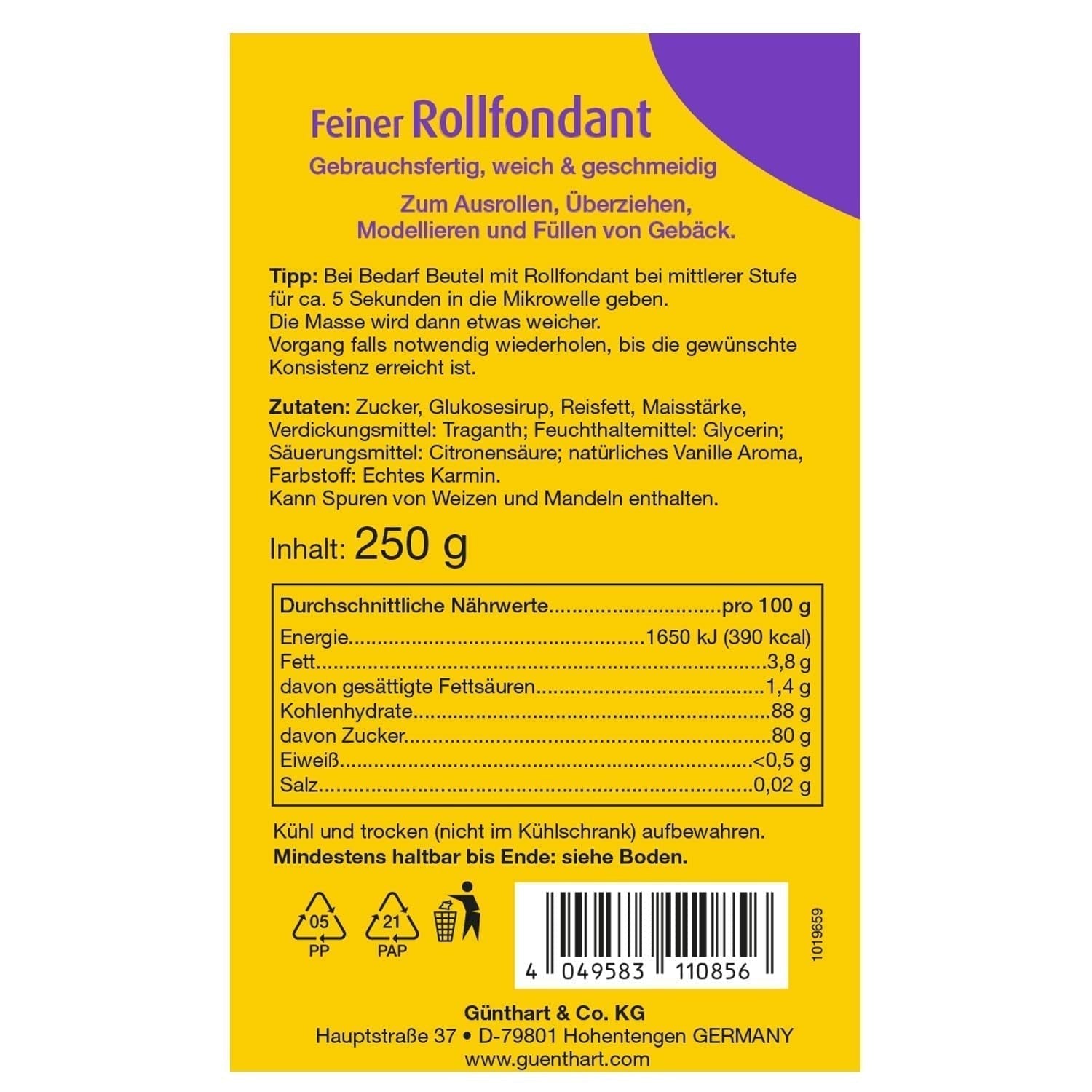 Günthart BackDecor fondant rosa | calidad superior | listo para usar | sin aceite de palma | resistente al desgarro | para recubrir tartas y pasteles | adecuado para modelar | pack de 2 (1 x 250 g) de pasta de azúcar Naty Shop